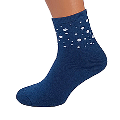 Шкарпетки жіночі махрові високі 23-25 розмір (36-40 взуття) Краплі зимові синій