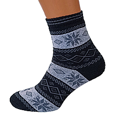 Шкарпетки жіночі махрові високі 23-25 розмір (36-40 взуття) Орнамент зимові, чорний