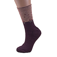 Шкарпетки жіночі махрові високі 23-25 розмір (36-40 взуття) Орнамент зимові коричневий/бордовий