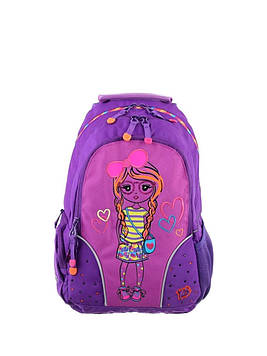 Рюкзак для дівчинки фіолетовий з принтом дівчинка