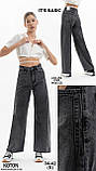 Джинси жіночі широкі палаццо кльош котон щільні 29 сірі, фото 6