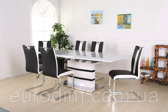 Стіл Філадельфія DT-9108 G Black + White Gloss, фото 1