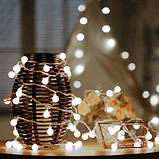 Світлодіодна гірлянда LED Balls 100 White білий провід, фото 2