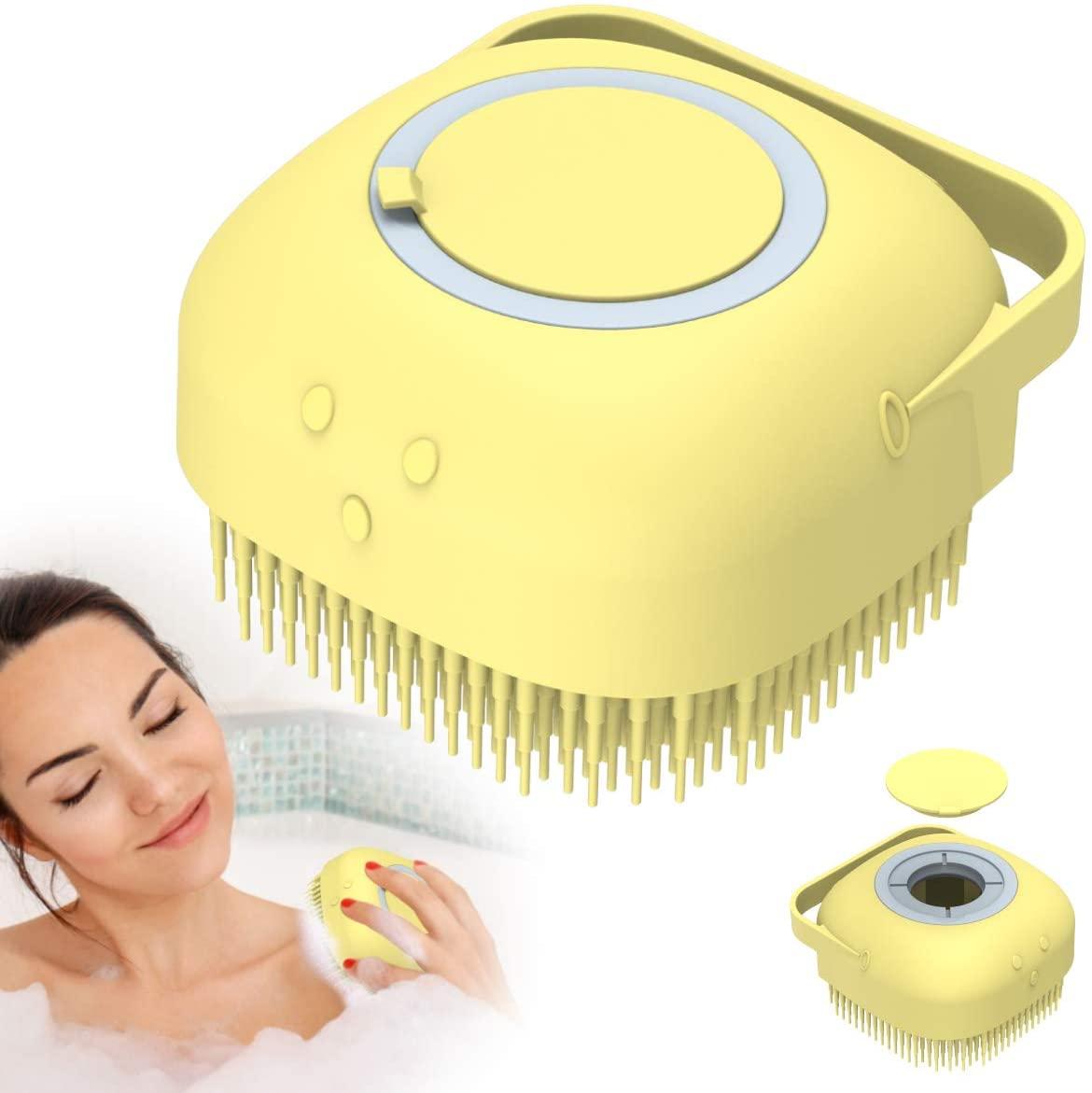 Силіконова щітка мочалка Silicone Massage Bath Brush Yellow, фото 1