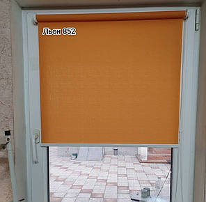 Готові рулонні штори Льон 852 розмір 1400х1650мм (помаранчевий колір), фото 2