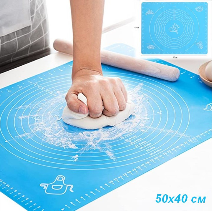 Силіконовий килимок для випічки та розкачування тіста MAT Blue 50*40 см, фото 1