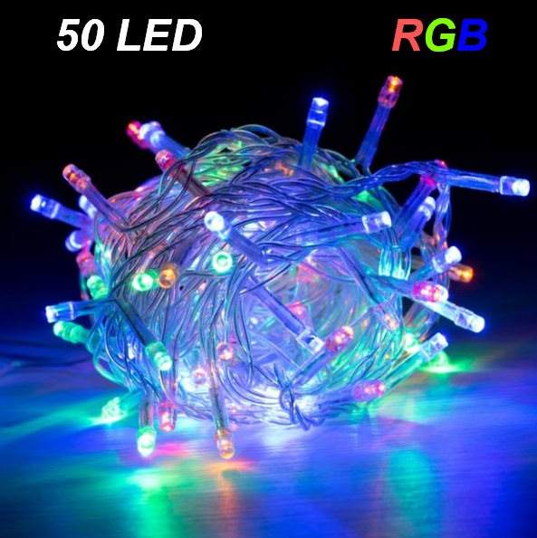 Світлодіодна гірлянда LED Star X-MAS 50 Led Multicolor прозорий провід