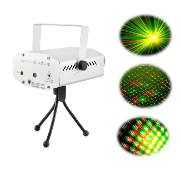 Лазерний проектор диско UKC Mini Laser Stage Lighting HJ09 2in1 Grey, фото 1