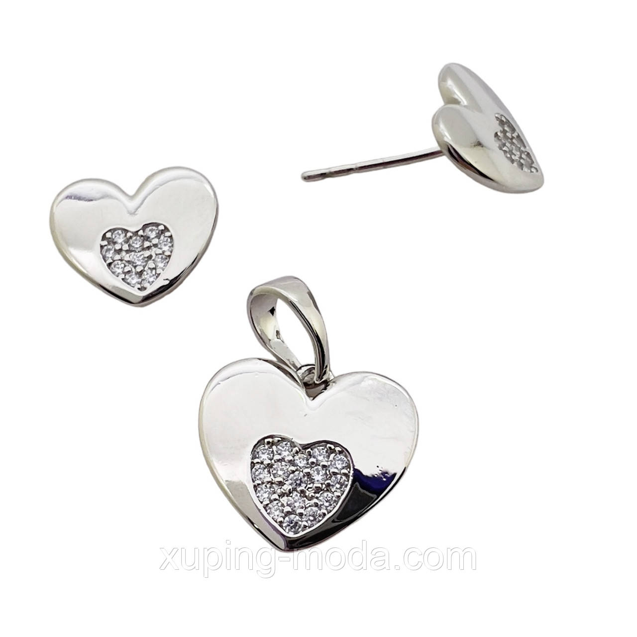 Ксюпінг набір біжутерії. 10х13,15 мм. Родій, фото 1