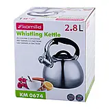 Чайник Kamille 2.8 л з нержавіючої сталі зі свистком, фото 9