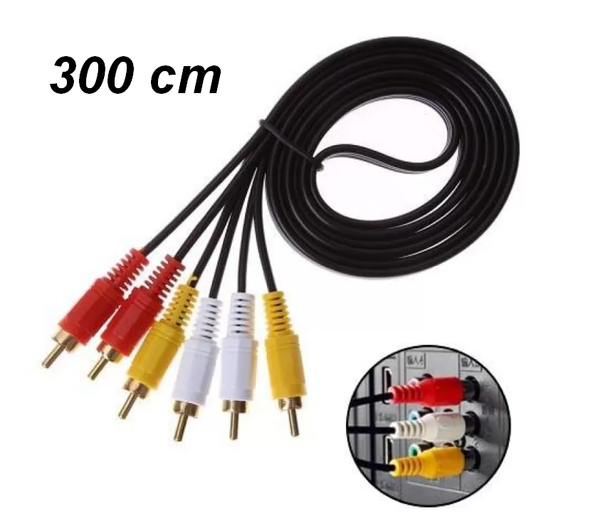 Кабель AV тюльпан 3RCA - 3RCA аудіо-відео 300 см, фото 1