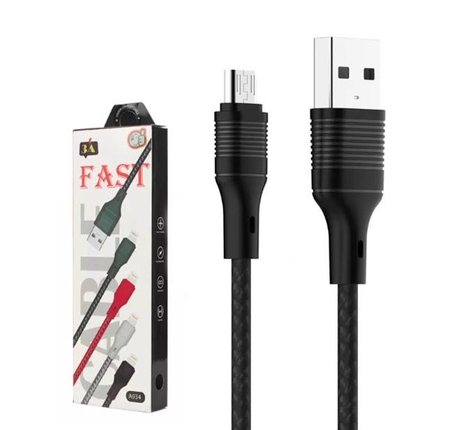 Кабель USB плетений круглий A934 Micro Usb Black, фото 1