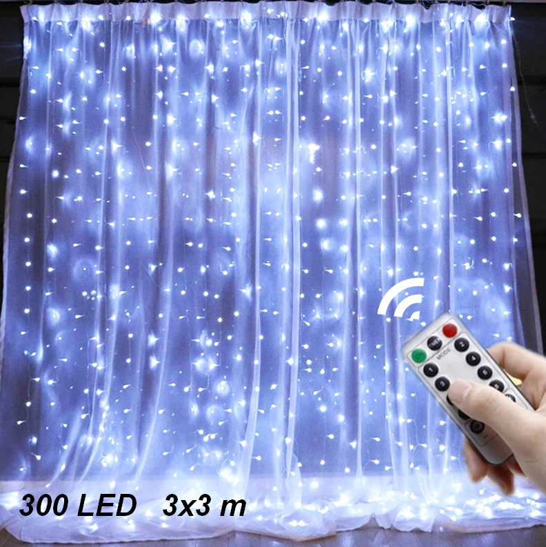 Гірлянда штора водоспад з пультом Copper Light 300 Led 3х3м Cool White