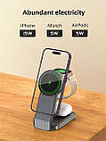 Бездротова зарядка W79 MagSafe QI док-станція для iPhone Watch AirPods для айфона годинника підсвітка, фото 5