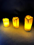 Набір світлодіодних LED свічок на батарейках Decorative Led Mum Seti 3 шт в комплекті, фото 5