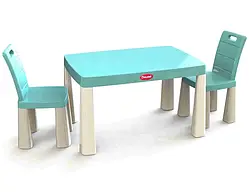 Дитячий стіл та два стільці 04680/7 Doloni пластиковий Бірюзовий Набір стіл та 2 стільці бірюзовий з білим
