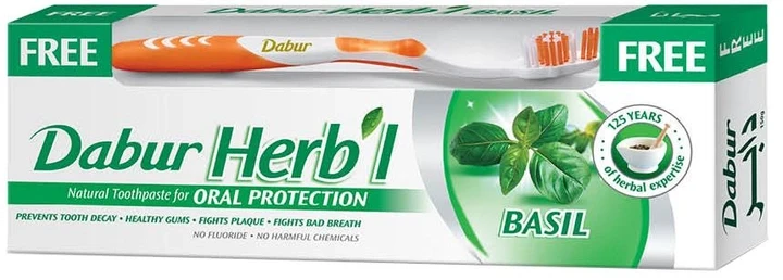 Зубна паста Dabur Herb'l Базилік 150 г із щіткою