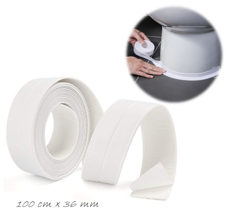 Бордюрна стрічка гнучкий самоклеючий плінтус UKC 100см х 36мм White, фото 1