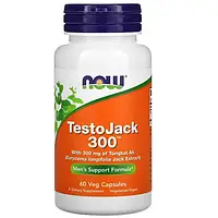 NOW Foods, TestoJack 300, 300 мг, поддержка мужского здоровья, 60 вегетарианских капсул, 60 вегетарианских кап