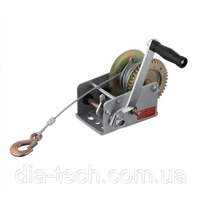 Лебідка важільна барабанна, сталевий трос, тягове зусилля 900 кг INTERTOOL GT1455, фото 1