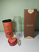 Скляна пляшка для напоїв CQ "See You in Paris" (420 мл, помаранчевий чохол), фото 3