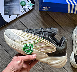 Чоловічі кросівки Adidas Ozelia Wonder White осінь-весна демісезонні бежеві. Живе фото