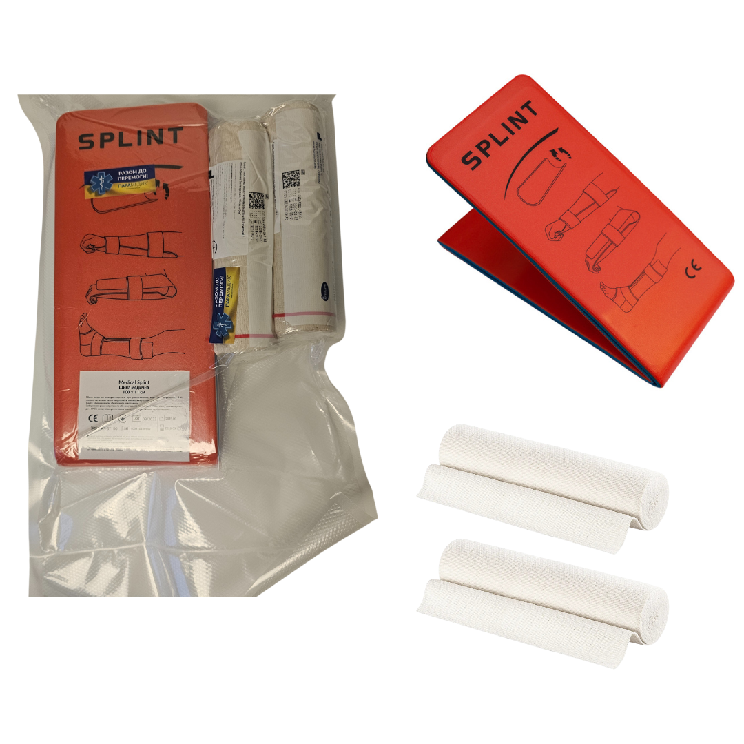 Комбінований набір Парамедик для іммобілізації нижньої кінцівки (шина гнучка 100 см / бинти), фото 1