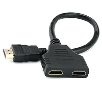 Адаптер разветвитель HDMI на 2 HDMI (сплиттер) / Комутатор / Черный