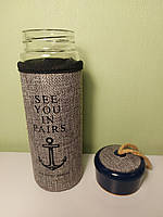 Скляна пляшка для напоїв CQ "See You in Paris" (420 мл, сірий чохол), фото 2