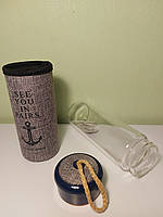 Скляна пляшка для напоїв CQ "See You in Paris" (420 мл, сірий чохол), фото 3