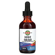 Фолієва кислота з вітамінами B6 та B12 KAL "B-6 B-12 Folic Acid" смак натуральних ягід (59 мл)