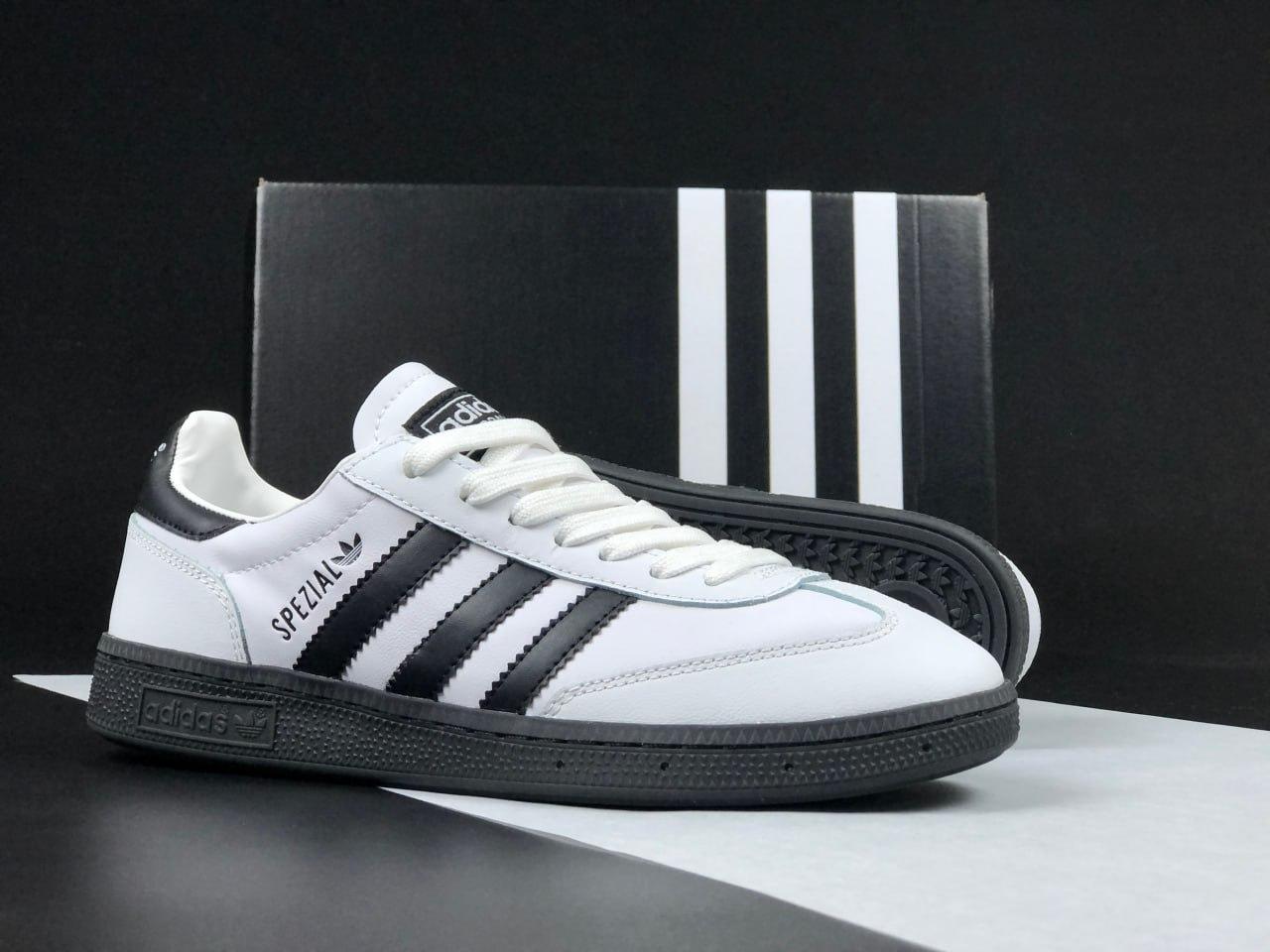 Чоловічі кросівки Adidas Spezial Handball White Black (Білі) Взуття Адідас Спеціал Хандбол шкіра демісезон