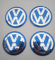 Наклейка опукла на ковпачок диска Volkswagen 56 мм синя
