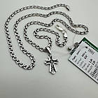 Срібний оригінальний хрестик та ланцюжок бісмарк комплект 925 проби чорніння, фото 4