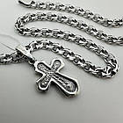 Срібний оригінальний хрестик та ланцюжок бісмарк комплект 925 проби чорніння, фото 3