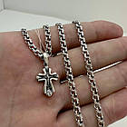 Срібний оригінальний хрестик та ланцюжок бісмарк комплект 925 проби чорніння, фото 2