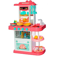 Детская интерактивная кухня с посудой и продуктами Limo Toy 889-165-166 Музыкальный набор с плиткой и вытяжкой
