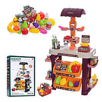 Игровой набор "Магазин с прилавком" 922-01A, прилавок 51-21-82см, касса, витрина, продукты, сканер-звук, свет