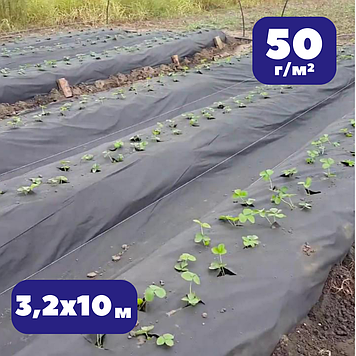 Агроволокно чорне 50 гм2 чорне 3,2х10м мульчуче проти бурʼянів Bradas для укриття ґрунту (br-AWB5032010)