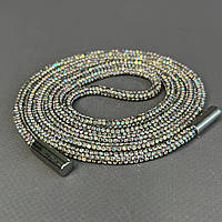 Шнурок стразовый 4 мм, длина 120 см - кристал с переливом