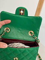 Сумка женская Chanel Mini Green / Шанель зеленая на плечо сумочка женская кожаная стильная хорошее качество