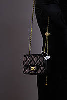 Женская сумка Chanel Mini 18 black женская сумка, брендовая сумка Шанель черная хорошее качество