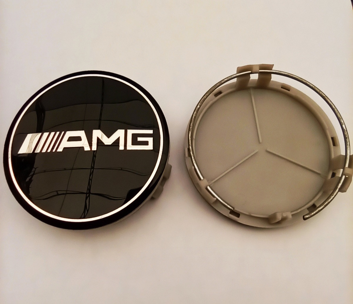 Ковпачок у диск Mercedes AMG чорний діаметр 70-75 мм