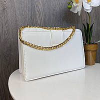 Модная женская мини сумочка на цепочке Пинко белая золотистая Pinko хорошее качество