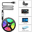 LED стрічка RGB 5050 5м з Bluetooth, керування через телефон, usb 5V, фото 9
