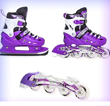 Дитячі регулювальні ролики-ковзани Scale Sports Violet 2098091463-L 2в1 розмір 38-41 (фіолетовий), фото 4