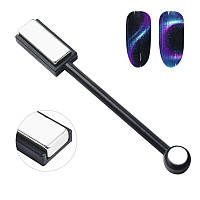 Магніт  двосторонній (круглий + прямокутний знімний) для гель-лаку "Котяче око"