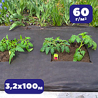 Агроволокно для клумб 60 г/м² черное 3,2х100 для мульчирования спанбонд для клубники в теплицу от сорняков