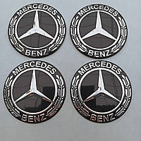 Наклейка опукла на ковпачок диска Mercedes Benz чорна 56 мм