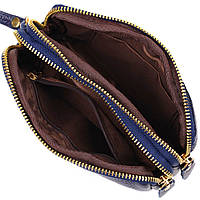 Компактный женский клатч на два отделения из натуральной кожи 22089 Vintage Синий хорошее качество